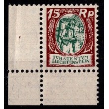 1924-28 - Liechtenstein - AFA 68 - Frimærke - Faserpapir, 15 r. rødbrun/grøn - Postfrisk.